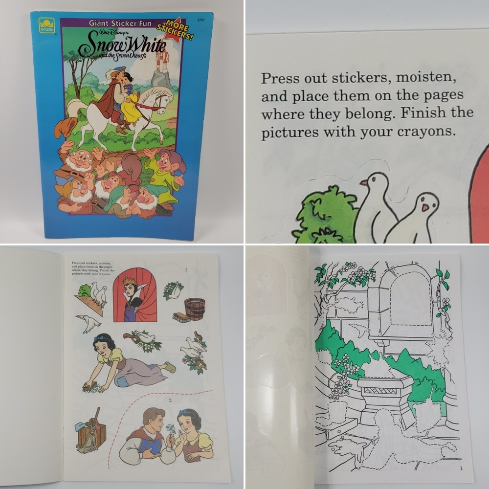 VTG Golden Book Snow White And The Seven Dwarfs Giant Sticker Fun Unused 1993